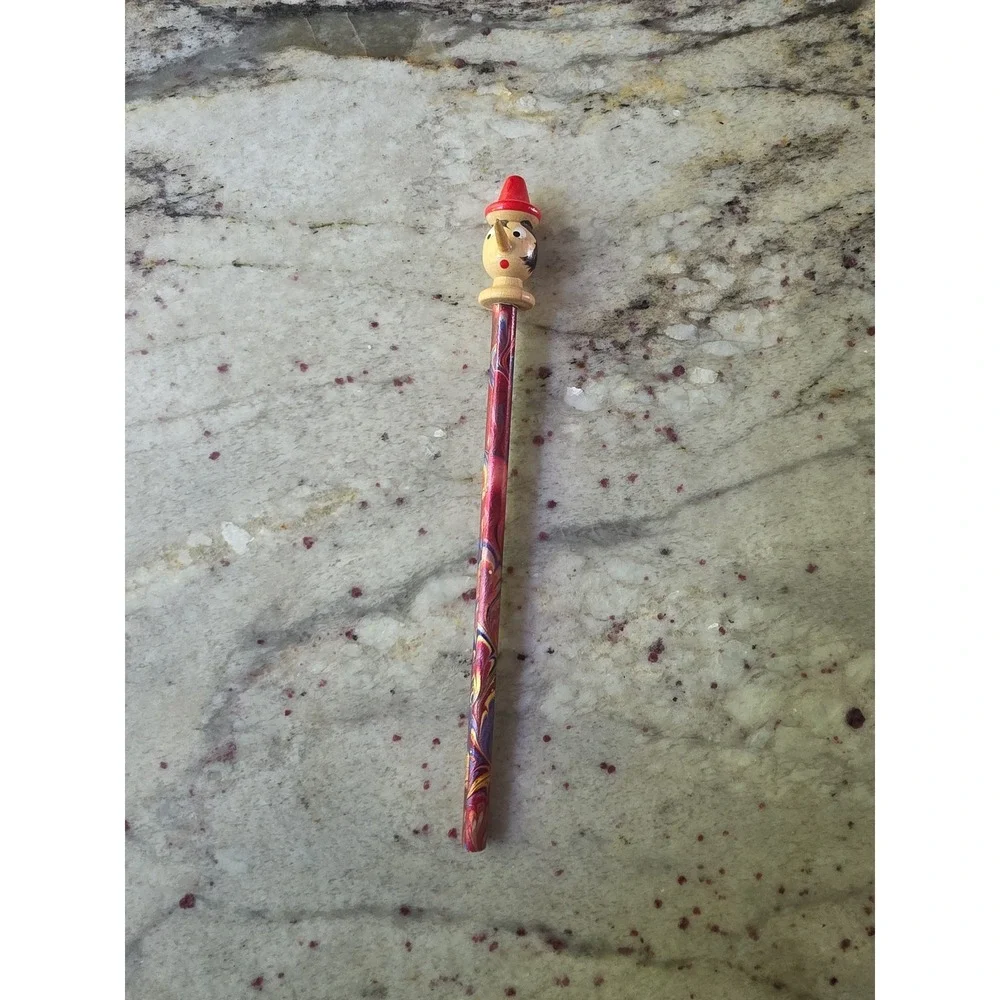 Vintage Pinocchio wooded head topper‎ pencil